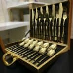 Faqueiro Dourado Kit 24 Pcs Luxo Com Maleta Premium Complet