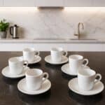 Jogo Xícaras Café Com Pires Porcelana Branca 12 Peças