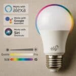 Lâmpada Inteligente de LED 10W Dimerizável, Compatível com WI-FI, Bluetooth, Comando de Voz, Soquete E26/E27, SHLL100, ELG, RGB