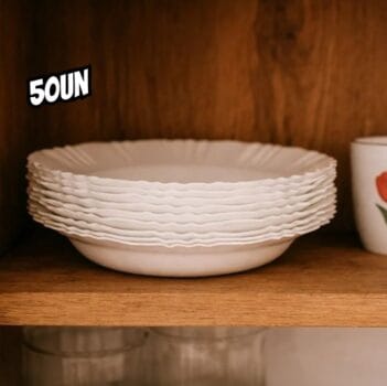 Kit 50 Prato Plástico Redondo Para Almoço Jantar Refeição Lanche Escolar