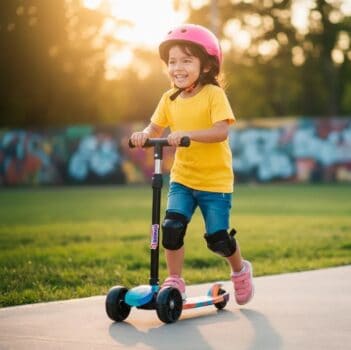 Patinete Infantil 3 Rodas Dobrável Com Led Conect Brinq BV0011 Brinquedo para Crianças Estável, Seguro E Divertido Colorido