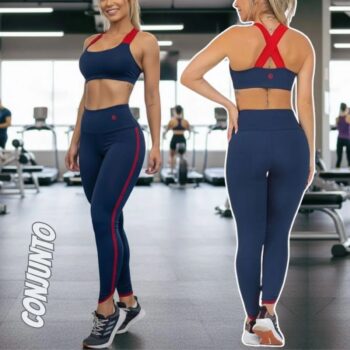 Conjunto Manalinda Fitness Top E Legging Azul Escuro