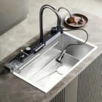 Pia de Cozinha Gourmet Retangular de Inox 304 com Torneira Digital e LED 80x45cm