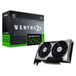 Placa de Vídeo MSI GeForce RTX 5050 8G VENTUS 2X OC NVIDIA GeForce, 8GB GDDR6, 128 bits, 2617 MHz, DLSS 4, Ray Tracing - G5050-8V2C