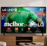 Smart TV LG UHD AI UA85 86 polegadas HDR10 Pro Processador α7 AI Ger 8 webOS 25