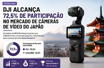 DJI Domina o Mercado Japonês de Câmeras em 2026 e Já Controla Mais de 72% das Vendas