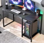 Escrivaninha Gamer Tokyo Mdf Mesa Para Computador Home Office E Estudos Com Suporte Para Cpu E Prateleira Lateral Estrutura Em Aço Estilo Industrial Design Moderno Amplo Cor Preto