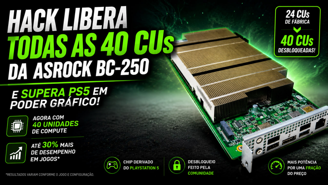 hack libera todas as 40 cus da asrock bc 250 e transforma a placa com chip do ps5 em um monstro gamer Hack Libera Todas as 40 CUs da ASRock BC-250 e Transforma a Placa com Chip do PS5 em um Monstro Gamer