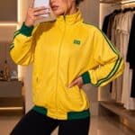 Jaqueta Feminina Brasil Gola Alta Zíper Moda Copa Do Mundo