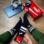 Kit 3 Pares De Meias Puma Listras Cano Longo Sport Original