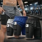 Kit 3 Shorts 2 Em 1 Duplo Bolso Para Academia Treino Corrida