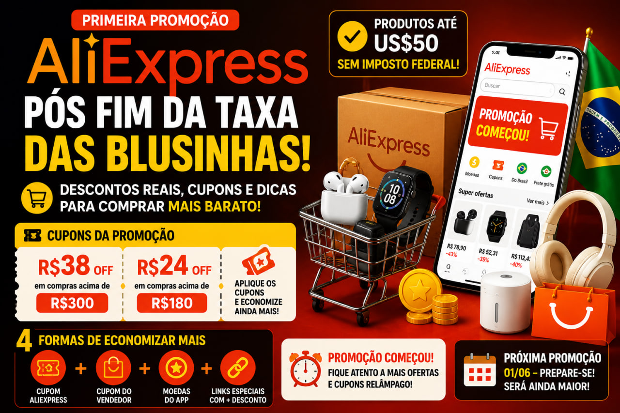 primeira promocao do aliexpress apos o fim da taxa das blusinhas ja comecou e existem formas escondidas de conseguir descontos ainda maiores Primeira promoção do AliExpress após o fim da taxa das blusinhas já começou — e existem formas escondidas de conseguir descontos ainda maiores