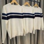 Suéter Masculino Comfort Tricot Listrado Diametro Branco