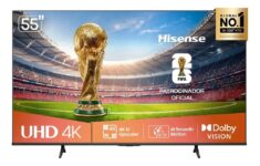 Hisense Smart TV 4K 55 Polegadas 55A6NV com Dolby Vision, HDR10, HLG, Dolby Gaming, Film Maker, DTS Virtual X, Compatibilidade Alexa e Google Home
