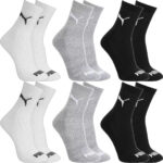 Kit 6 Pares Meias Puma Cano Médio Alto Algodão Meia Adulto Masculino Feminino Academia Original