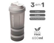 LYOR - Coqueleira shaker 3 em 1 - Performance Cinza 650ml