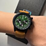 Relógio Luxo Poedagar Masculino Pulseira Em Couro Funcional