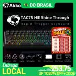 Teclado Mecânico Gamer Akko TAC75 HE com Switches Magnéticos 75% com Fio 8K RT0.005mm RGB