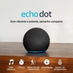 Echo Dot (Geração mais recente) Smart speaker com Alexa, som vibrante e potente, Wi-Fi e Bluetooth Cor Preta, com Acesso Antecipado à Alexa+