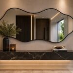 Espelho Orgânico grande com Moldura Lapidado 100x50 Preto