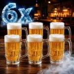 Kit 6 Canecas Vidro Grosso 320ml Chopp Bar Cerveja com Alça - Pérola Glass Premium