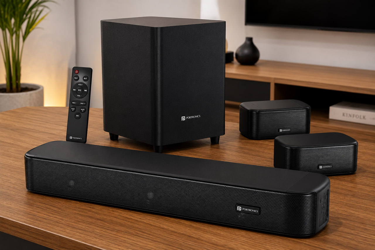 portronics pure sound pro x2 e lancado com 150w som 51 com soundbar Portronics Pure Sound Pro X2 é lançado com 150W, som 5.1 com soundbar