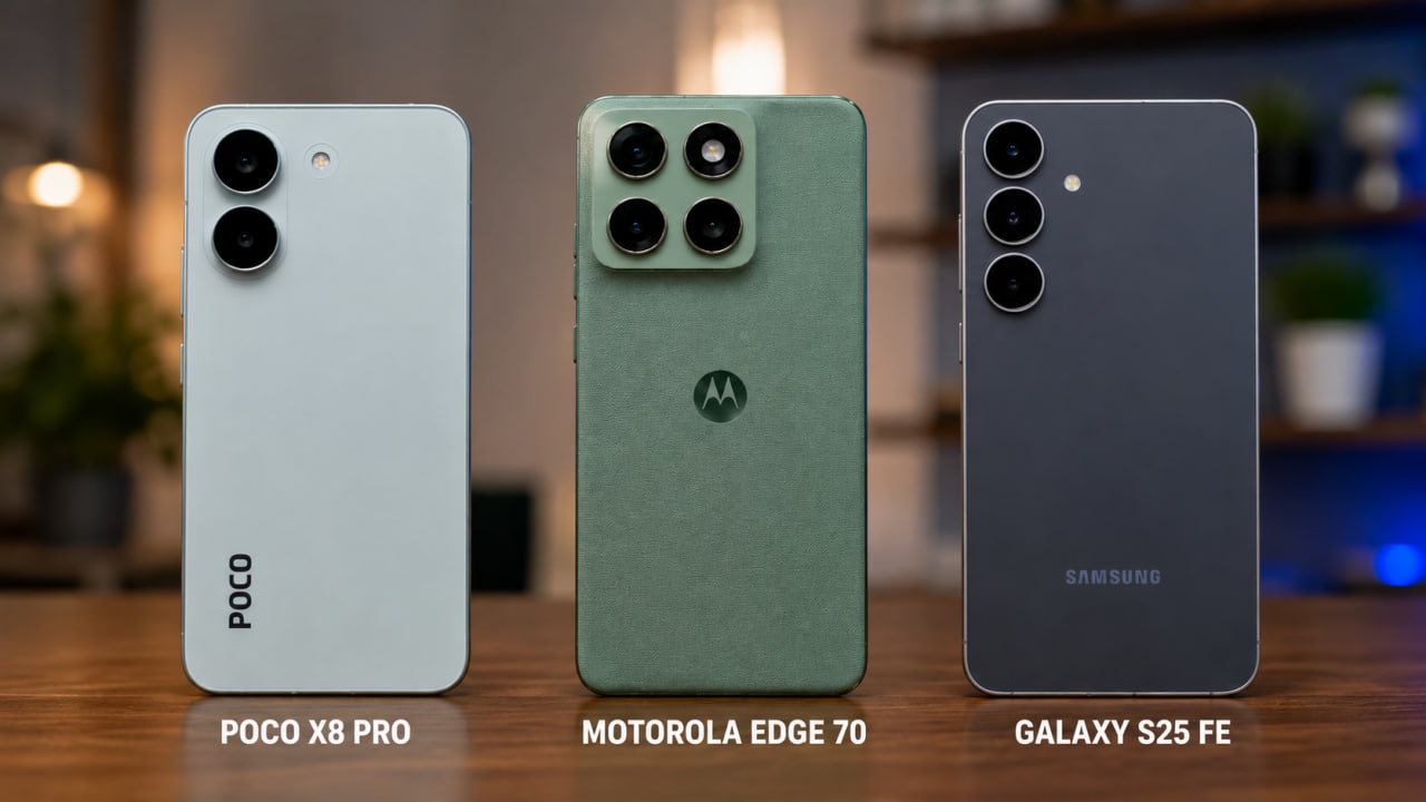 motorola edge 70 vs poco x8 pro vs galaxy s25 fe qual celular vale mais a pena em 2026 Motorola Edge 70 vs Poco X8 Pro vs Galaxy S25 FE: Qual Celular Vale Mais a Pena em 2026?