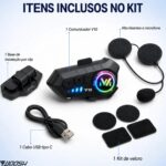 Fone De Ouvido Para Capacete Intercomunicador Bluetooth Headset Rgb Sem Fio Música GPS Chamadas Handsfree Alta Potência Woosh