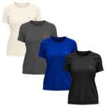 Kit 4 Camisetas Dry-fit Sandrini Baby Look Feminina Academia