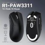 Mouse Gamer sem Fio Attack Shark R1 Ultraleve e design Ergonômico, Tri-Mode, 18.000 DPI, Sensor Óptico PAW3311, 6 Botões - Preto