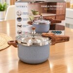 Panela de Pressão Vitrex Ceramic 4.2 L Cinza, com Indução e Antiaderente