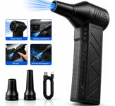 Soprador Mini Turbo Portátil Usb Sem Fio Recarregável Para Limpeza Com 2 Bicos E Inflar Preto Woosh