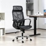 Cadeira de Escritório Ergonômica em Malha, Assento em Formato U, Altura Ajustável – Ideal para Escritório e Home Office (Preto)