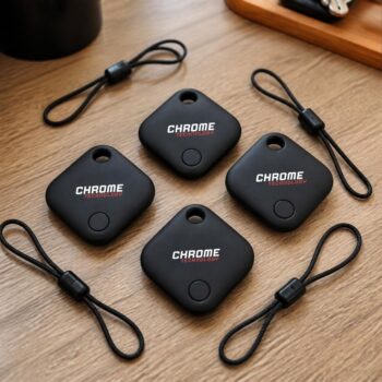 Chaveiro Localizador Smart Tag Kit 4 Rastreador Ios Apple Gps Com Cordão Chaveiro Cor Preto Compatível Com iPhone Chrome Technology