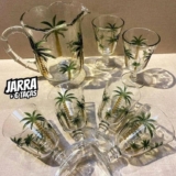 1 Jarra E 6 Taças Palm Hand Painting De Cristal 1,3L – Lyor