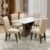 Conjunto Mesa de Jantar Off White Dubai 1,35m MDF com 4 Cadeiras Castanho / Areia