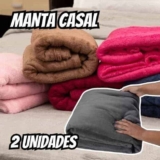 2 Coberta Manta Soft Casal Microfibra Veludo 2,00×1,80 Mts