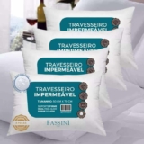 4 Travesseiros Antialérgico Impermeável 50×70 Super Macio Branco