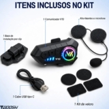 Fone De Ouvido Para Capacete Intercomunicador Bluetooth Headset Rgb Sem Fio Música GPS Chamadas Handsfree Alta Potência Woosh