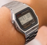Relógio Unissex Casio Digital Esportivo A158wa-1df Prata Retrô Vintage Pulseira em Aço Inoxidável