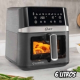 Air Fryer Oster DiamondTech Preto e Prata com Timer 6L