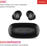 Aiwa, Fone de Ouvido Sem Fio, Bluetooth 5.3, TWS, ANC Ativo, Modo Ambiente e ENC, IPX5, 24 Horas totais de Bateria, Carregamento Rápido, EB-03