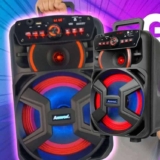 Amvox Caixa de Som Amplificada ACA 221 Gigante II – 220W RMS, Bluetooth, Rádio FM, USB, Preto