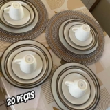 Aparelho de Jantar 20 peças Tramontina Canyon em Porcelana – Marmorizada