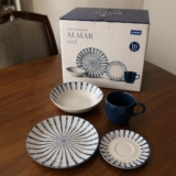 Aparelho De Jantar Almar Azul Cerâmica 16 Peças Azul Almar