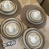 Aparelho De Jantar Canyon Porcelana 20 Peças Tramontina Cor Branco Liso