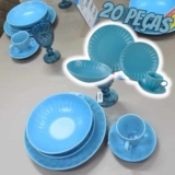 Aparelho de Jantar Chá 20 Peças Haus de Cerâmica – Azul Redondo Decorato