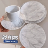 Aparelho de Jantar e Cappuccino 20 Peças Tramontina Redondo de Porcelana Cinza Arbo 96589038