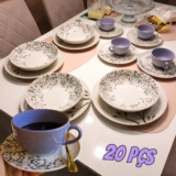 Aparelho De Jantar E Chá 20 Pçs Oxford Unni Lilac Cor Branco