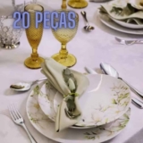 Aparelho de Jantar e Chá 20 Peças Tramontina Redondo de Porcelana Branco Magnólia 96589034